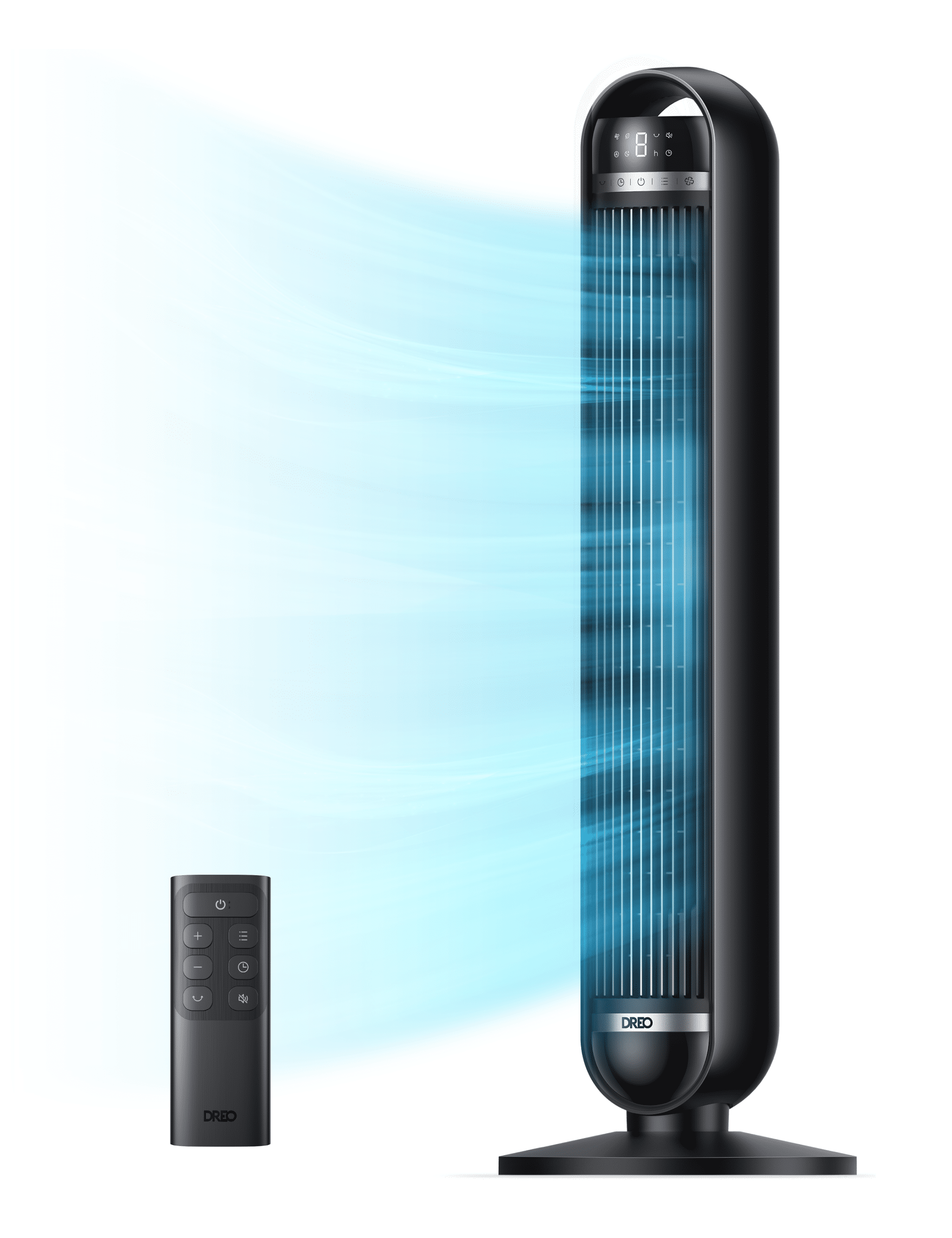 DREO Nomad DC Tower Fan, 27ft/s Velocity, Ultra Quiet Bladeless Floor Fan with 10 Speeds and 4 Modes, 90° Oscillating, Remote Control