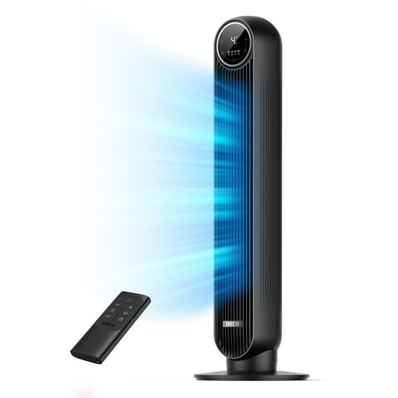 Dreo Tower Fan for Bedroom, 24ft/s Velocity Quiet Floor Fan, 90° Oscillating Fans for Indoors with 4 Speeds, 4 Modes, 8H Timer, Standing Fans, Bladeless Fan, Black, Nomad One (DR-HTF007)