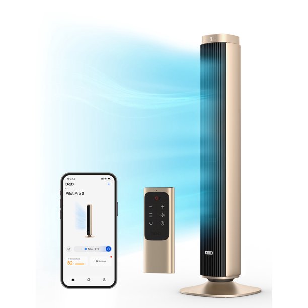 Dreo Tower Fan for Bedroom, 25 DB Quiet DC Smart Bladeless Fan, Works with Alexa, Google, App