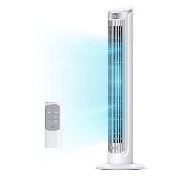 Dreo Tower Fan for Home 40 Inch, 90 Oscillating Bladeless Fan with Remote, 5 Speeds, 4 Modes, 12H Timer, LED Display with Touch Control, Quiet Floor Fan for Bedroom, White
