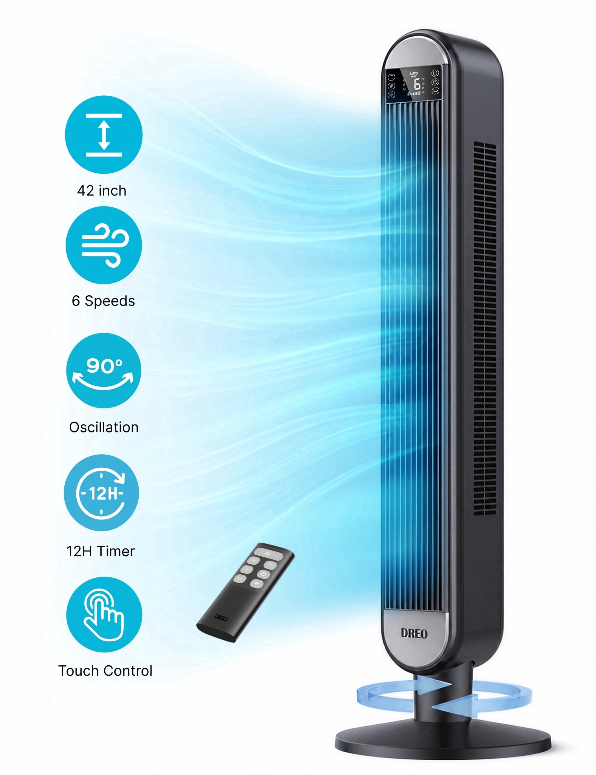 Dreo Quiet Cooling Tower Fan TF002 – Bedroom-Ready & Space-Saving