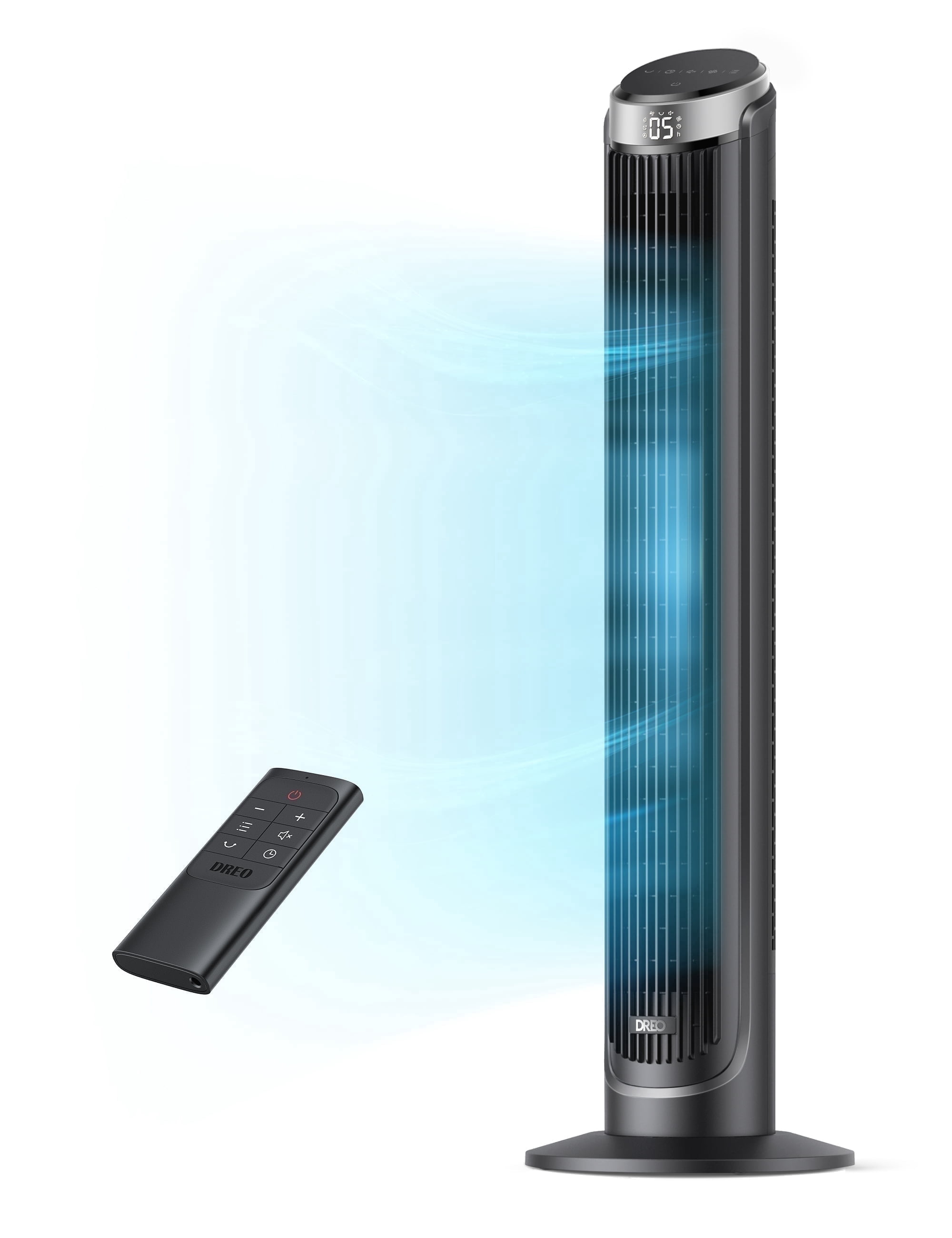 DREO Tower Fans for Bedroom, 90° Oscillating Fans for Indoors, 4 Modes ,5 Speeds ,Max 26Ft/s, 12H Timer, LED Display with Touch, Remote Control, 40" Quiet Bladeless Standing Floor Fan for Home Office