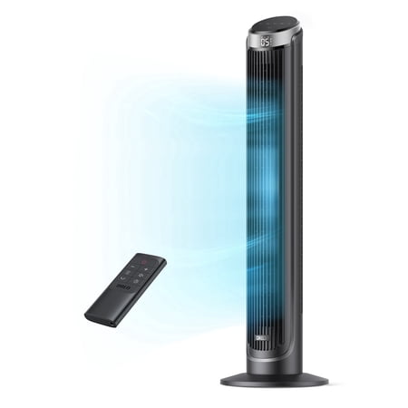 DREO Tower Fans for Bedroom, 90° Oscillating Fans for Indoors, 4 Modes ,5 Speeds ,Max 26Ft/s, 12H Timer, LED Display with Touch, Remote Control, 40" Quiet Bladeless Standing Floor Fan for Home Office