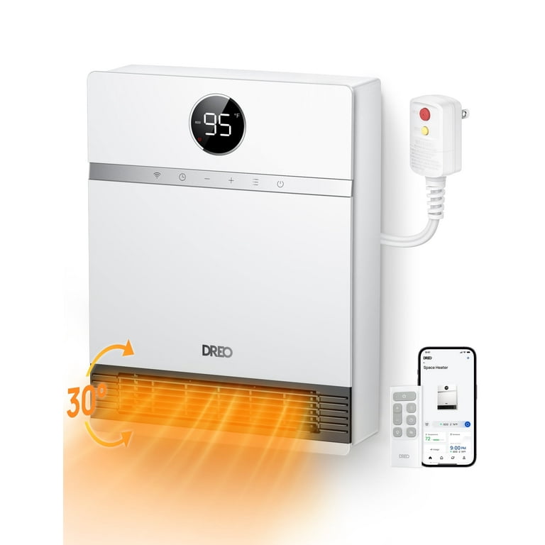 Dreo Wall Heater, 1500W Bathroom Space Heater, ALCI Plug, IP24, 30