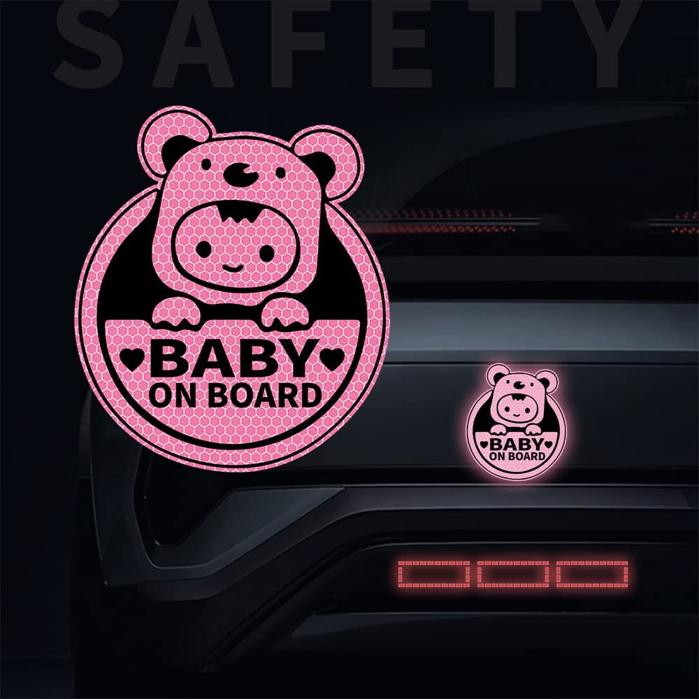 Dreothy 2pcs Baby on Board Reflective Sticker for Cars Funny Baby