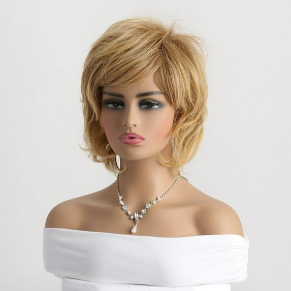 Dreparja Gift for Her Women's Short Curly Hair Wig Chemical Fiber Wig Women's Short Hair