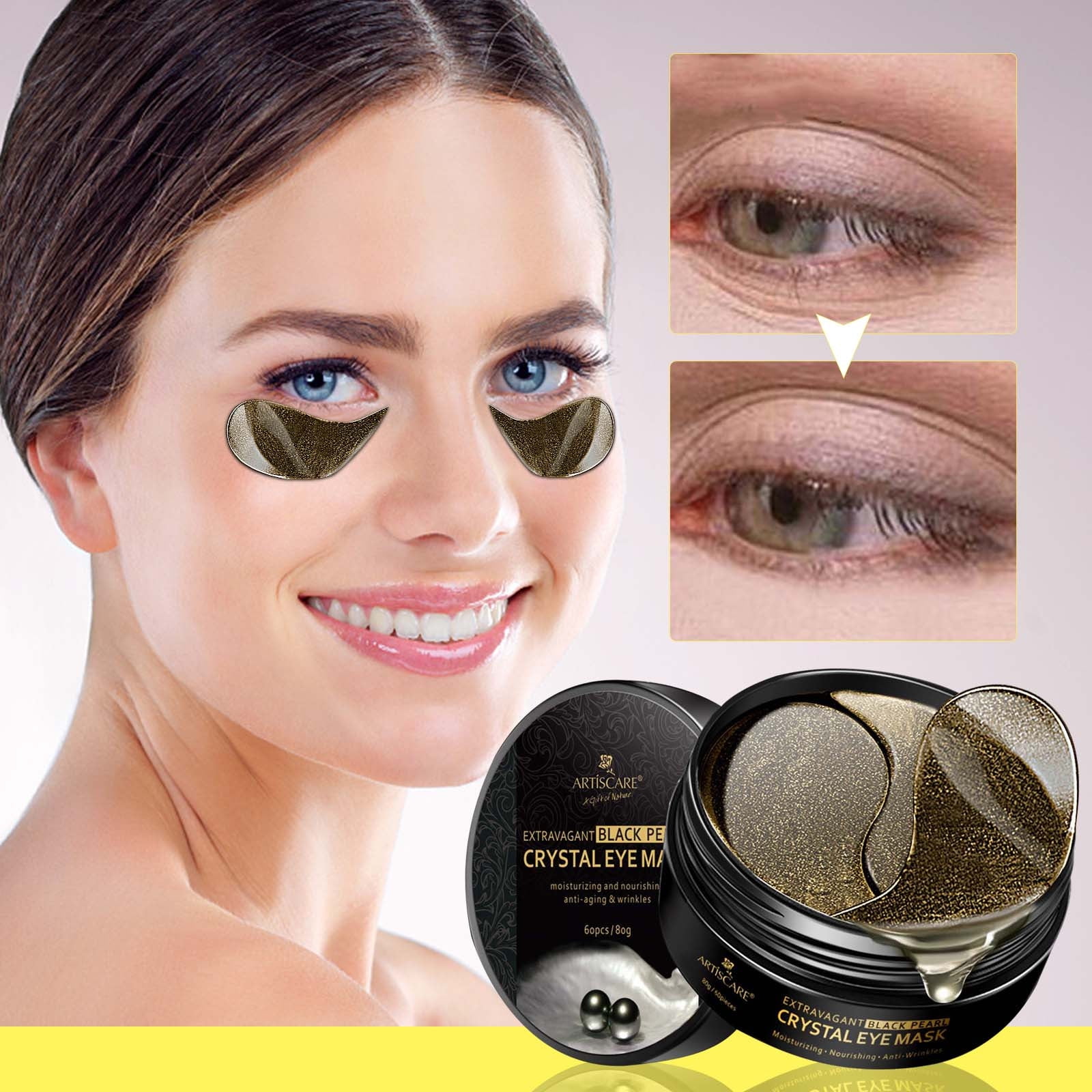 Dreparja Holiday Deals Black Pearl Eye Mask Gel Crystal Moisturizing