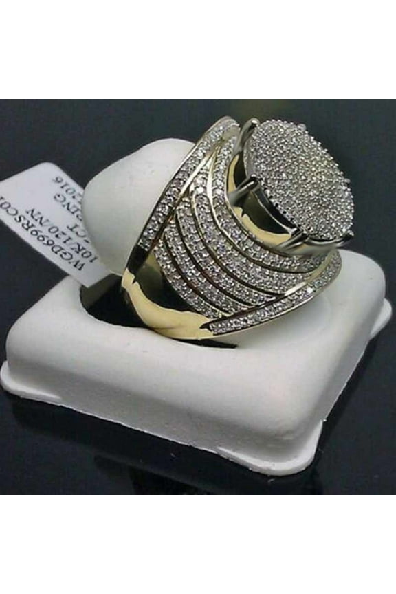 Luxury Domineering Exaggerated Gold Full Diamond Round Men's Ring Jewelry Men's Gold Ring Cluster Diamonds Shining Large All Diamond Men's Ring Luxury Super Large Ring Under $10