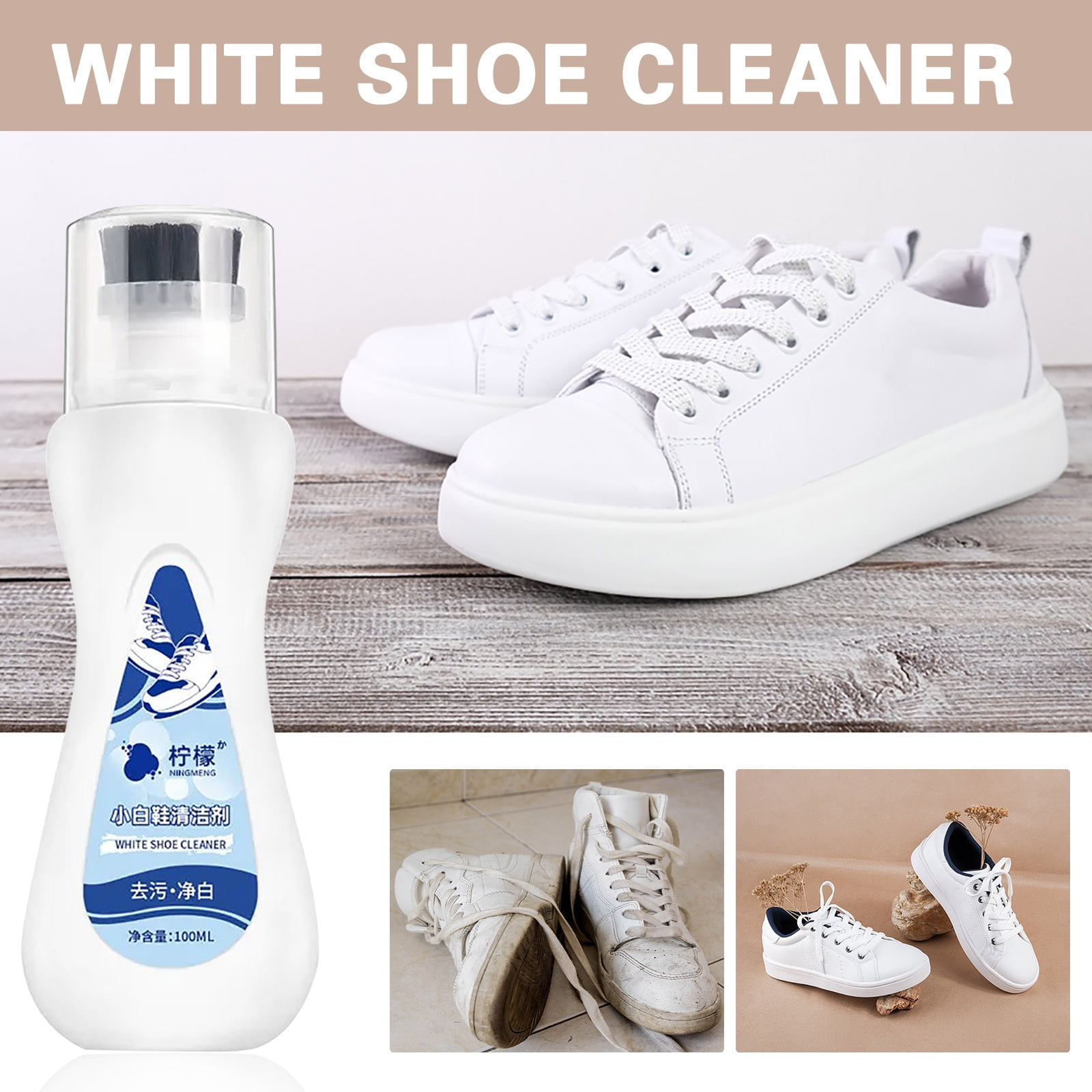 Dreparja White Shoes Cleaner with Brush, Foaming Quick Stain Remover