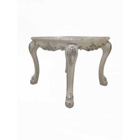 Square End Table with Vintage Design & No Storage|Wooden Scalloped Top|19" Floor Clearance