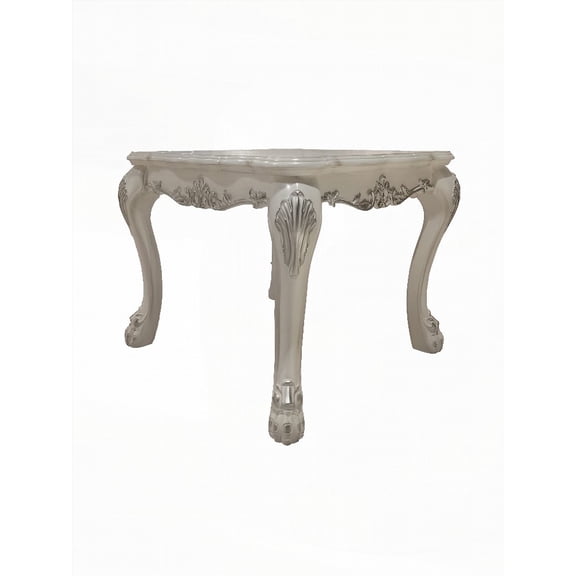 Square End Table with Vintage Design & No Storage|Wooden Scalloped Top|19" Floor Clearance