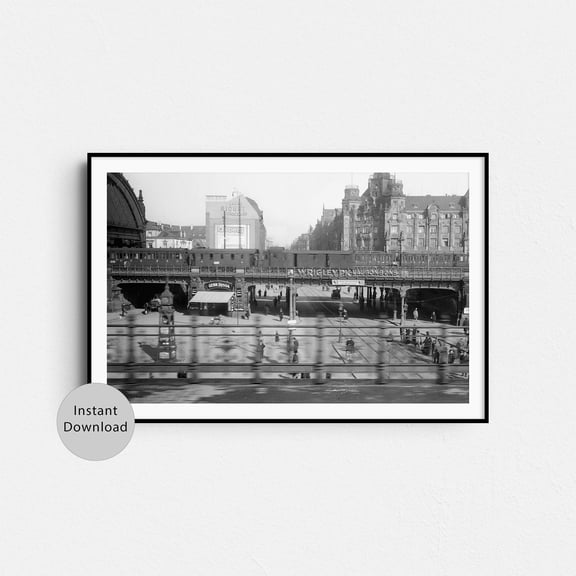 Dresden Central Station Circa 1930 Vintage Black And White Poster , Poster Print Only