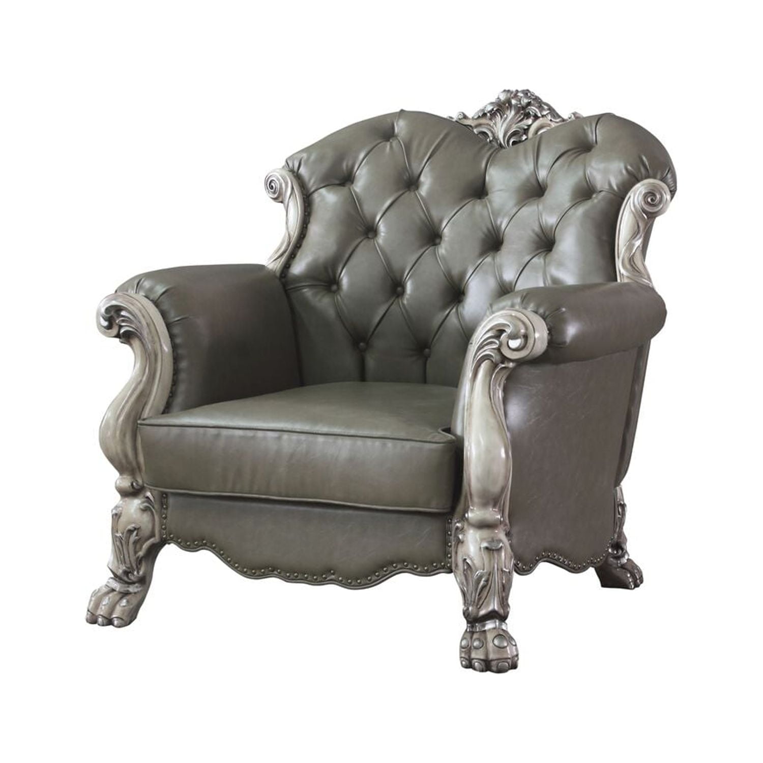 Dresden 45" Vintage Bone White PU Tufted Chair