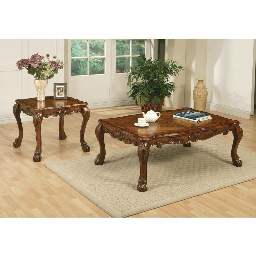 Dresden Cherry Oak 54" Rectangular Coffee Table with Claw Feet