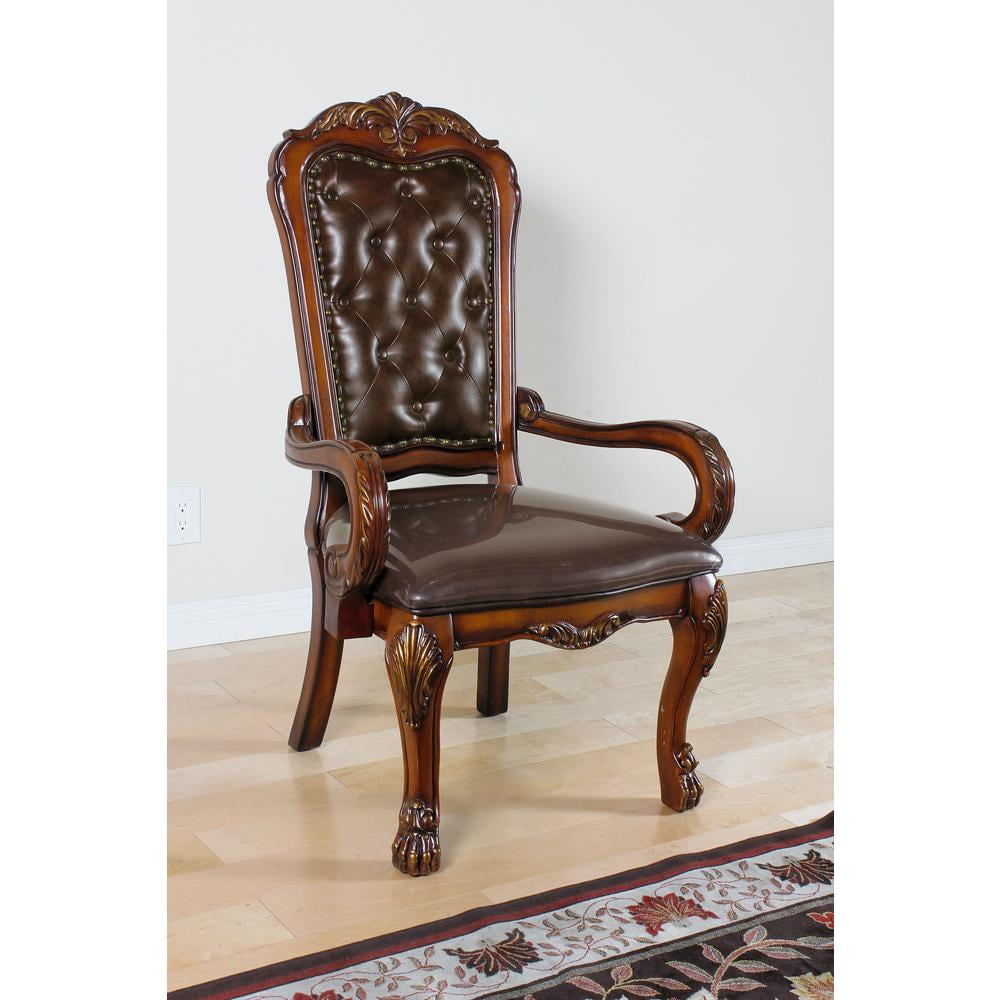 Dresden Cherry Oak Brown Faux Leather Executive Chair