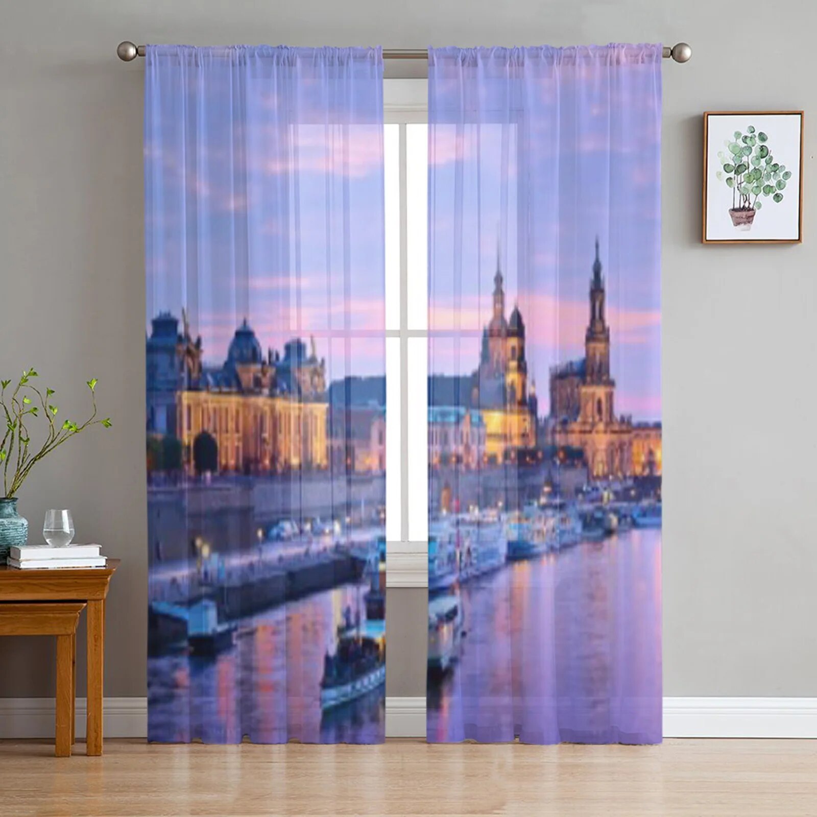 Dresden Germany Cityscape Over The Elbe River Bay Window Screening ...