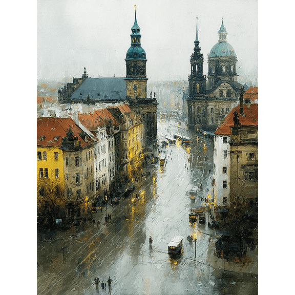 Dresden Old Town Altstadt Canvas Print, Germany Cityscape Home Living Room Bedroom Wall Decor Art