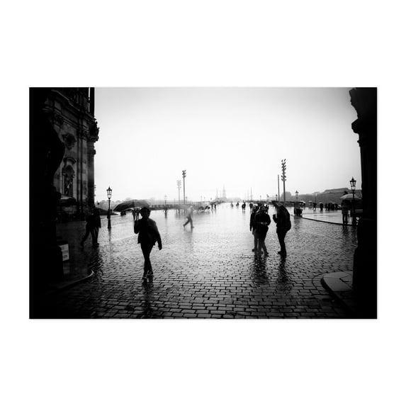 Dresden Schlossplatz - Dresden Saxony Germany Photography Black and White Street Photography City Architecture Vintage Unframed Wall Art Print 40 x 60 inches