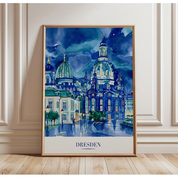 Dresden Travel Elbe River Wall Art Germany City Print, Unframed Paper Print