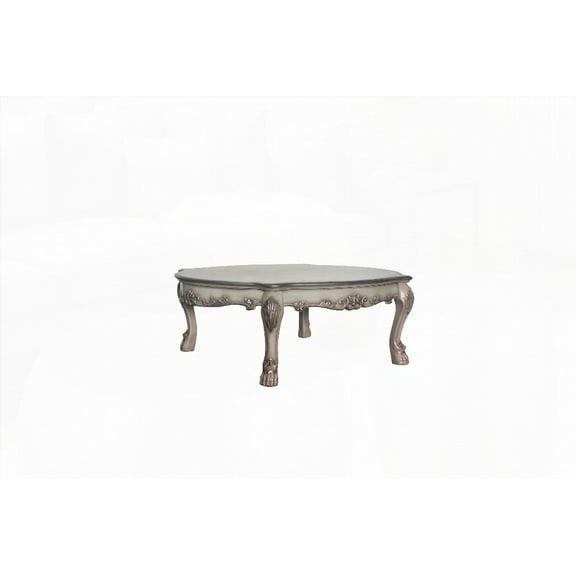 Dresden Vintage Bone White Finish Coffee Table - Scalloped Apron