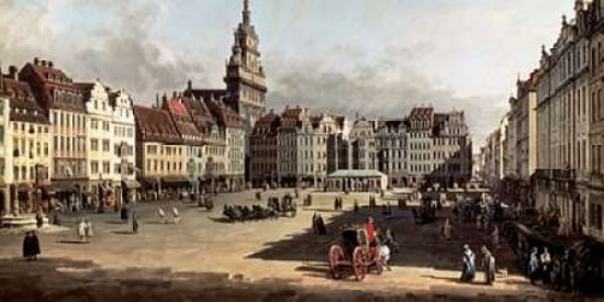 Dresden the Old Market from Castle Street Canvas Art - Bernardo Bellotto (24 x 48)