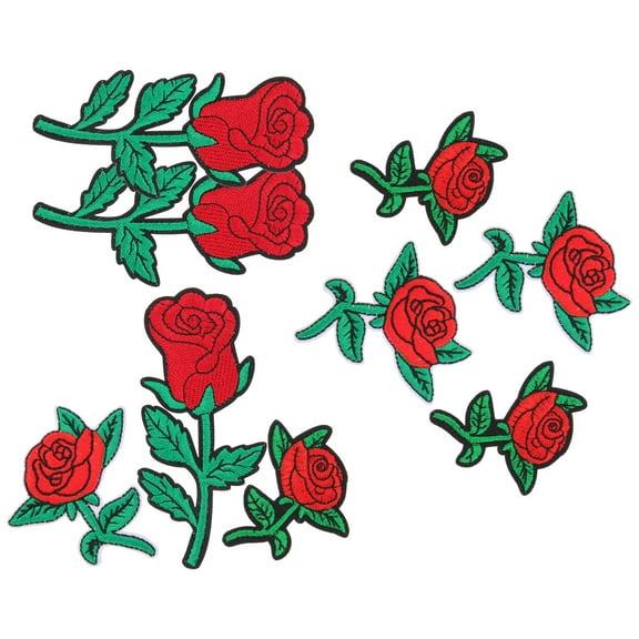Dreses 9 Pcs Gift for A Friend Rose Patch Iron Applique Craft Cloth Sticker Bags