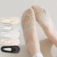 thumbnail image 1 of Dresfit 5 Pairs Lace No Show Socks for Women Non Slip Invisible Flat Socks for Flats Loafers Breathable Lace Socks for Ladies Casual Wear Khaki, 1 of 4