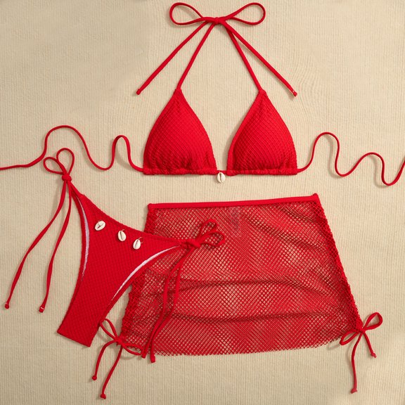 Dresfit All-Day Comfort Two Piece Swimsuit - Seamless Construction Bikini Red M