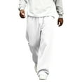 thumbnail image 1 of Dresfit Baggy Pants for Men Corduroy Wide Leg Sweatpants Solid Textured Lounge Trousers Spring Summer Drawstring Loose Fit Elastic Waist Lightweight Slacks White S, 1 of 6
