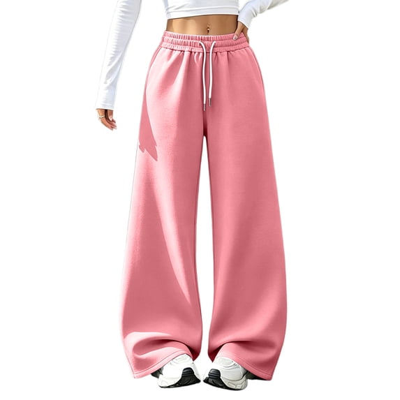 Dresfit Baggy Sweatpants Women Wide Leg Barrel Sweat Pants Winter Fall Drawstring Elastic Waist Trousers Solid Color Lightweight Workout Joggers M