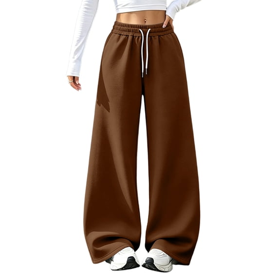 Dresfit Barrel Sweat Pants for Women Baggy Wide Leg Sweatpants Winter Fall Elastic Waist Drawstring Lounge Pants Tummy Control Solid Color Yoga Joggers M
