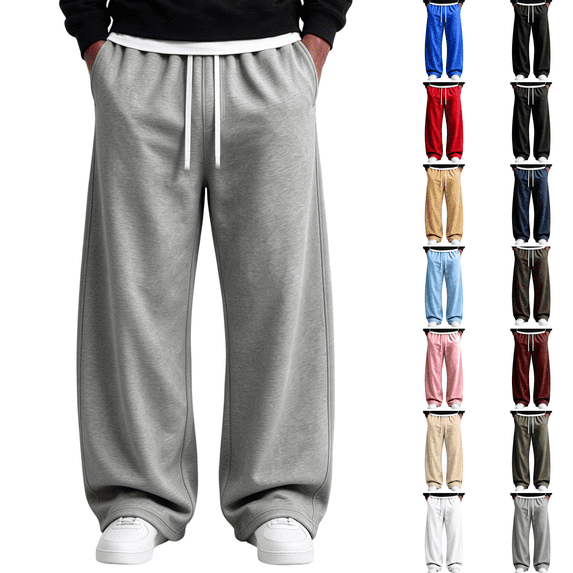 Dresfit Barrel Sweatpants for Men Wide Leg Baggy Pants Drawstring Open ...