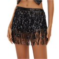 thumbnail image 1 of Dresfit Belly Dance Outfit for Women Sparkly Sequin Skirt Paillette Tassels Mardi Gras Holiday Skirt with Rhinestones Shiny Hip Scarf for Carniva Holiday Party Black One Size, 1 of 4