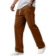 thumbnail image 1 of Dresfit Big and Tall Pants Mens Corduroy Trousers Straight Leg Drawstring Lounge Pant Trendy Baggy Elastic Waist Lightweight Vintage Track Pants Brown L, 1 of 8