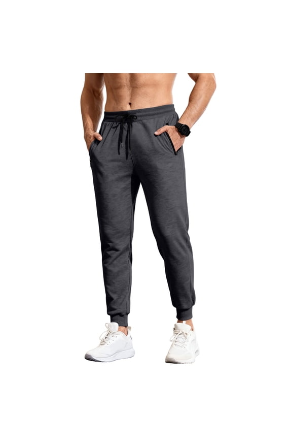 Big and Tall Sweatpants Men Fleece Lined Cuffed Joggers Long Slim Fit Workout Breathable Sweat Pants Thermal Regular Fit Gym Track Pants with Pockets Dark Gray XL