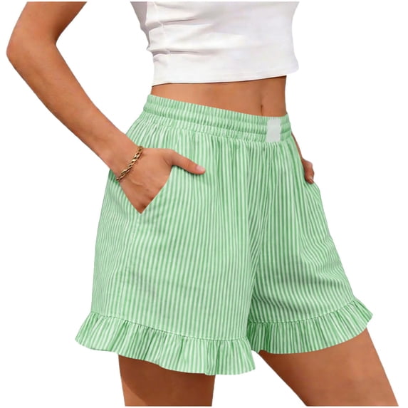 Dresfit Boxer Shorts for Women Plaid Gingham Shorts Summer 2026 Ruffle Wide Leg Y2k Pajama Bottoms with Pocket High Waisted Plus Size Beach Pajama Shorts M