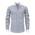 thumbnail image 1 of Dresfit Button Down Shirts for Men Striped Dress Shirt Spring Stretch Long Sleeve Solid Tops Summer Muscle Fit Anti Wrinkle Business Work Shirt Dark Gray 3XL, 1 of 6