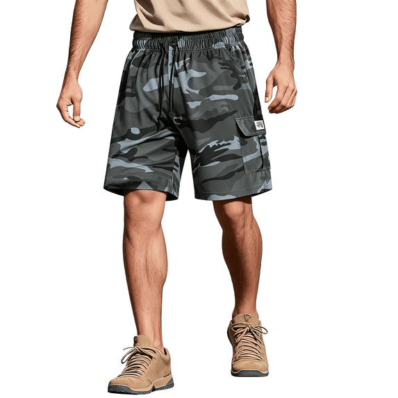 Dresfit Camo Shorts Men Loose Fit Drawstring Cargo Shorts 2026 Summer Lightweight Baggy Shorts Big and Tall Breathable Open Bottom Athletic Short Pants M