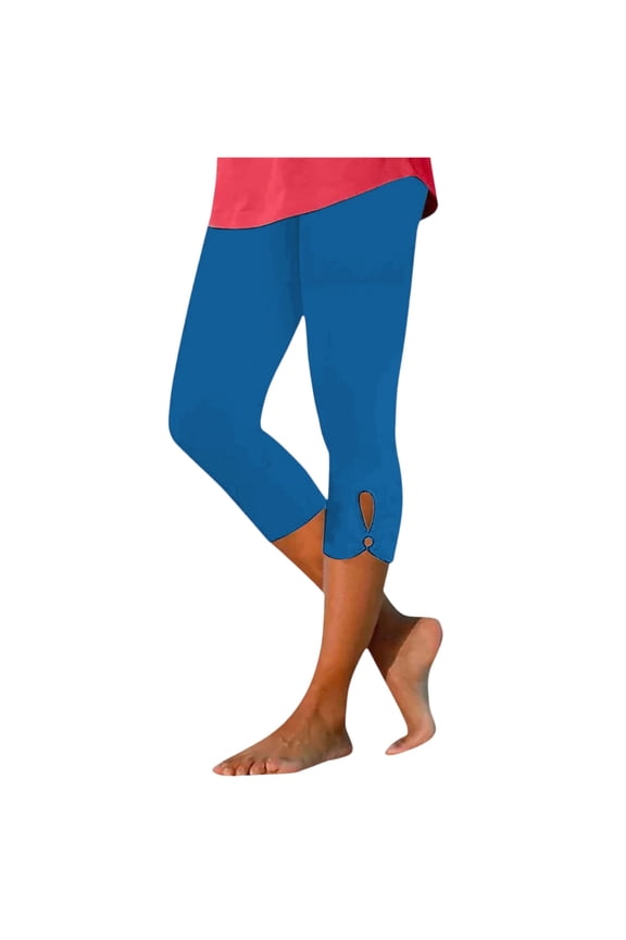 Capri Leggings Women Stretch Compression Quick Dry Tights Summer 2026 Elastic Athletic Gym Pants Seamless Plus Size Tummy Control Capris Royal Blue 3XL