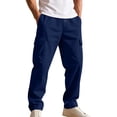 thumbnail image 1 of Dresfit Cargo Pants for Men Elastic Waist Big and Tall Baggy Sweatpants Casual 2026 Straight Leg Uncuffed Workout Trousers Lounge Athletic Sweat Pants Navy 3XL, 1 of 7