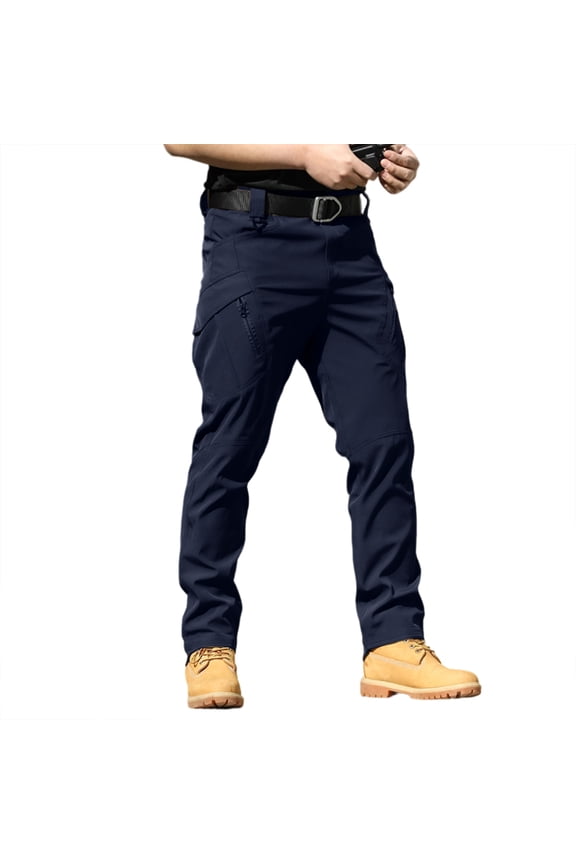 Cargo Pants Men Summer Quick Dry Work Pants Waterproof Strech Carpenter Pant Spring Elastic Waist Water Repellent Hiking Trousers with Multipockets Blue 2XL