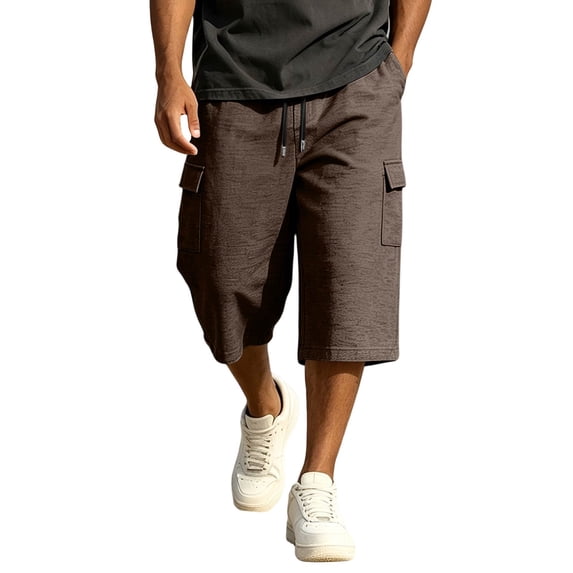 Dresfit Cargo Shorts for Men Baggy Drawstring Long Shorts Summer 2026 Cropped Athletic Bermuda Shorts Wide Leg Below the Knee Baggy Work Carpenter Shorts 2XL