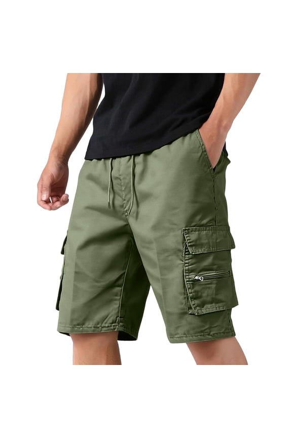 Cargo Shorts for Men Baggy Knee Length Shorts Summer 2026 Big and Tall Drawstring Work Bermuda Shorts Loose Relaxed Fit Fishing Short Pants with Pockets L