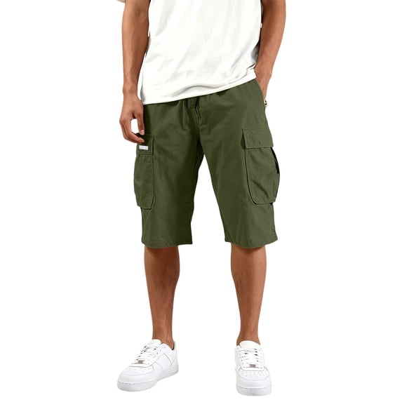 Dresfit Cargo Shorts for Men Below the Knee Drawstring Outdoor Shorts Sumemr 2026 Loose Athletic Tennis Shorts Big and Tall Breathable Carpenter Pants Army Green S