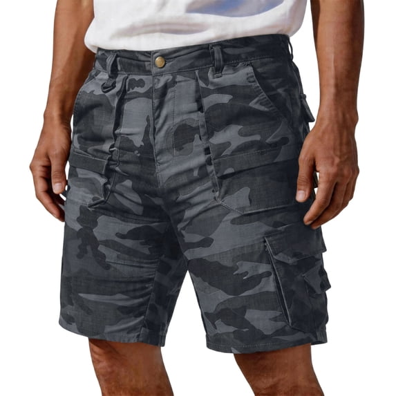 Dresfit Cargo Shorts Mens Baggy Camo Shorts 2026 Summer Big and Tall Open Bottom Hiking Carpenter Shorts Multi Pockets Ripstop Work Short Pants Gray