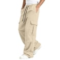 thumbnail image 1 of Dresfit Cargo Sweatpants Men Baggy Drawstring Sweat Pants Fall Winter Big and Tall Hiking Slim Fit Carpenter Pants Elastic Waist Stretch Travel Work Pants S, 1 of 8