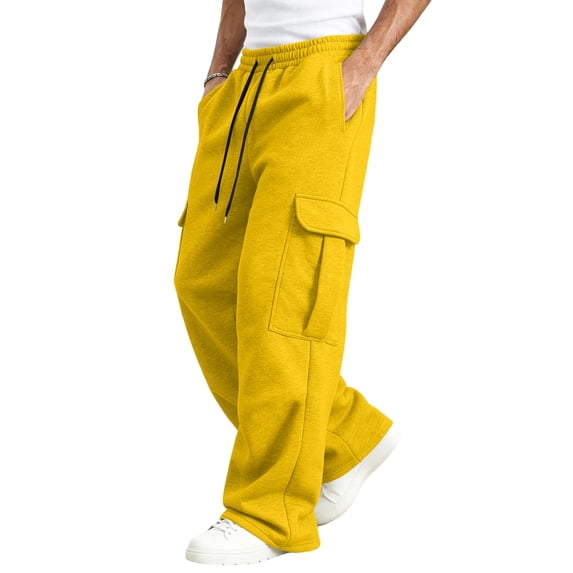 Dresfit Cargo Sweatpants Mens Baggy Drawstring Sweatpant Fall Winter Loose Fit Travel Big and Tall Carpenter Pants Lightweight Elastic Waist Lounge Trousers M