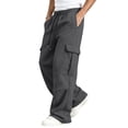 thumbnail image 1 of Dresfit Cargo Sweatpants Mens Baggy Drawstring Sweatpant Winter Fall Lightweight Lounge Loose Fit Carpenter Pants Wide Leg Elastic Waist Travel Work Pants 2XL, 1 of 8