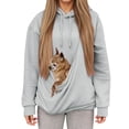 thumbnail image 1 of Dresfit Cat Pouch Sweatshirts Womens Mens Casual Crewneck Oversized Hoodies Long Sleeve Kangaroo Pocket Animal Holder Pullover Women Men Light Gray M, 1 of 7