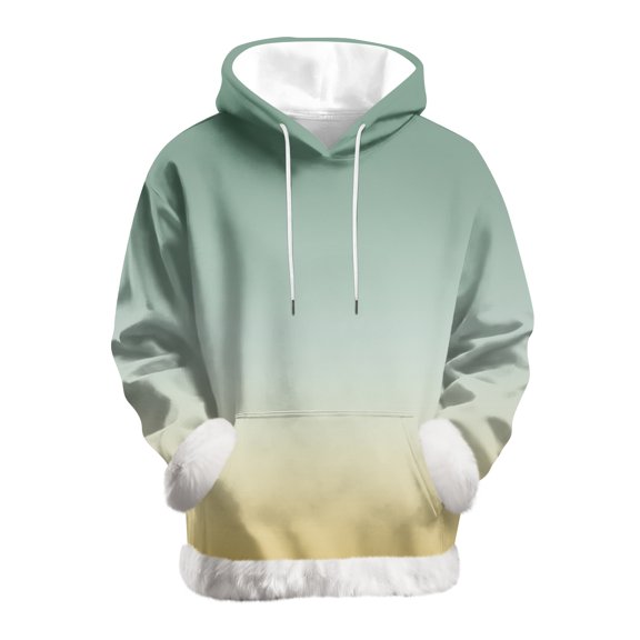 Dresfit Christmas Pullover for Woman Graphic Fleece Sweatshirts 2025 Gradient Fleece Lined Xmas Hoodies Kangaroo Pockets Drawstring Shirts Light Green M